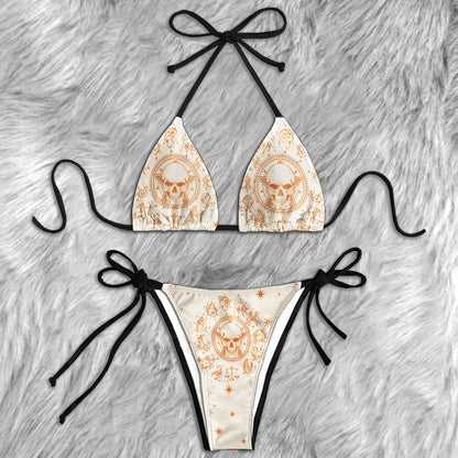 Celestial Zodiac Skull Micro Triangle Bikini Swimsuit