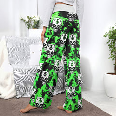 Black Green Devil Brush Women's High-waisted Wide Leg Pants | Wonder Skull