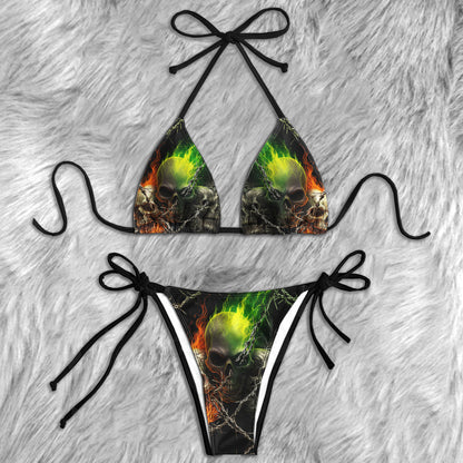 Barbed Wire Skulls Micro Triangle Bikini Swimsuit