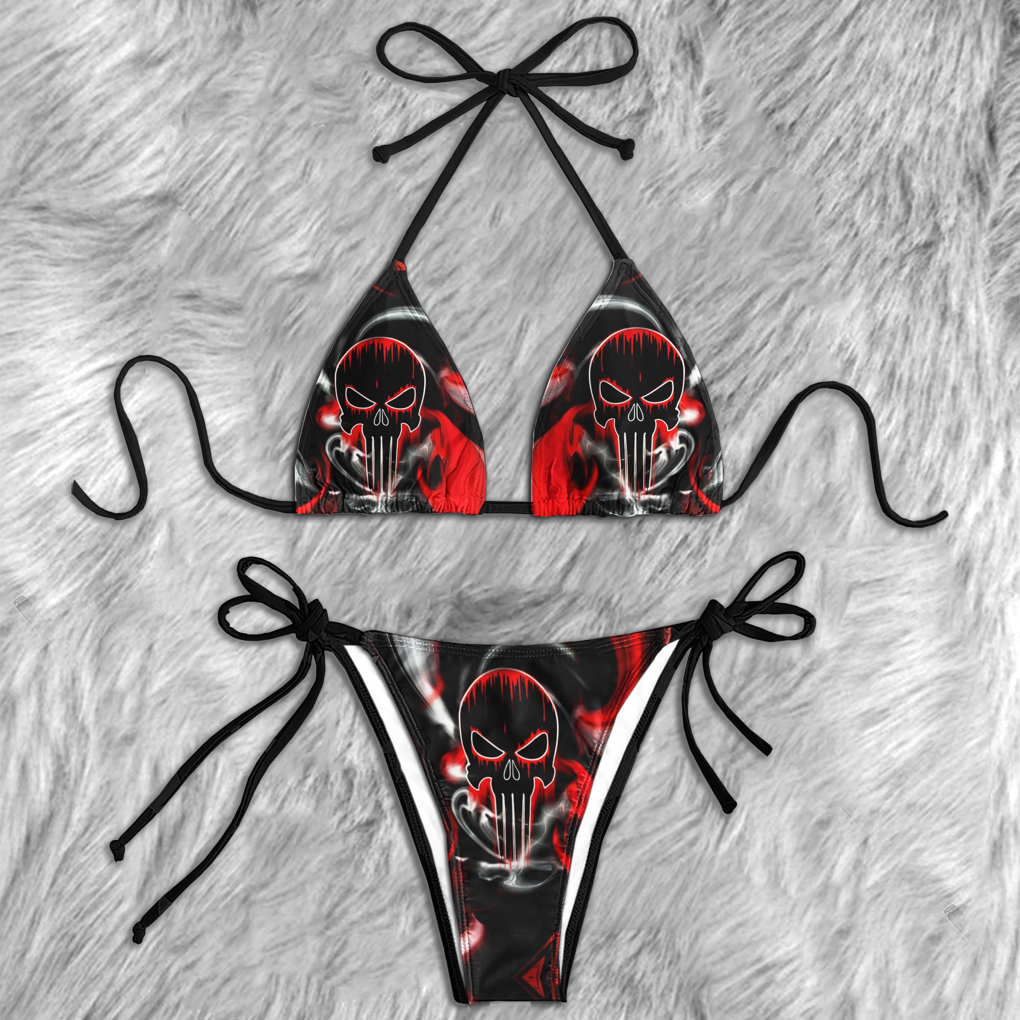 Liquid Shadow Skull Micro Triangle Bikini Swimsuit