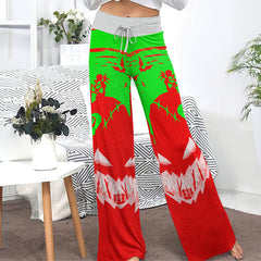 Green Red Nightmare Art Women's High-waisted Wide Leg Pants