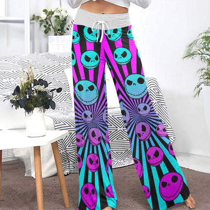 Neon Nightmare Skulls Women's High-waisted Wide Leg Pants