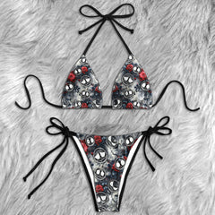 Haunted Bloom Seamless Pattern Micro Triangle Bikini Swimsuit