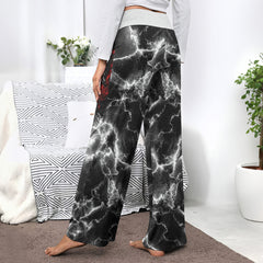 Skull Silver Thunder Art Women's High-waisted Wide Leg Pants | Wonder Skull