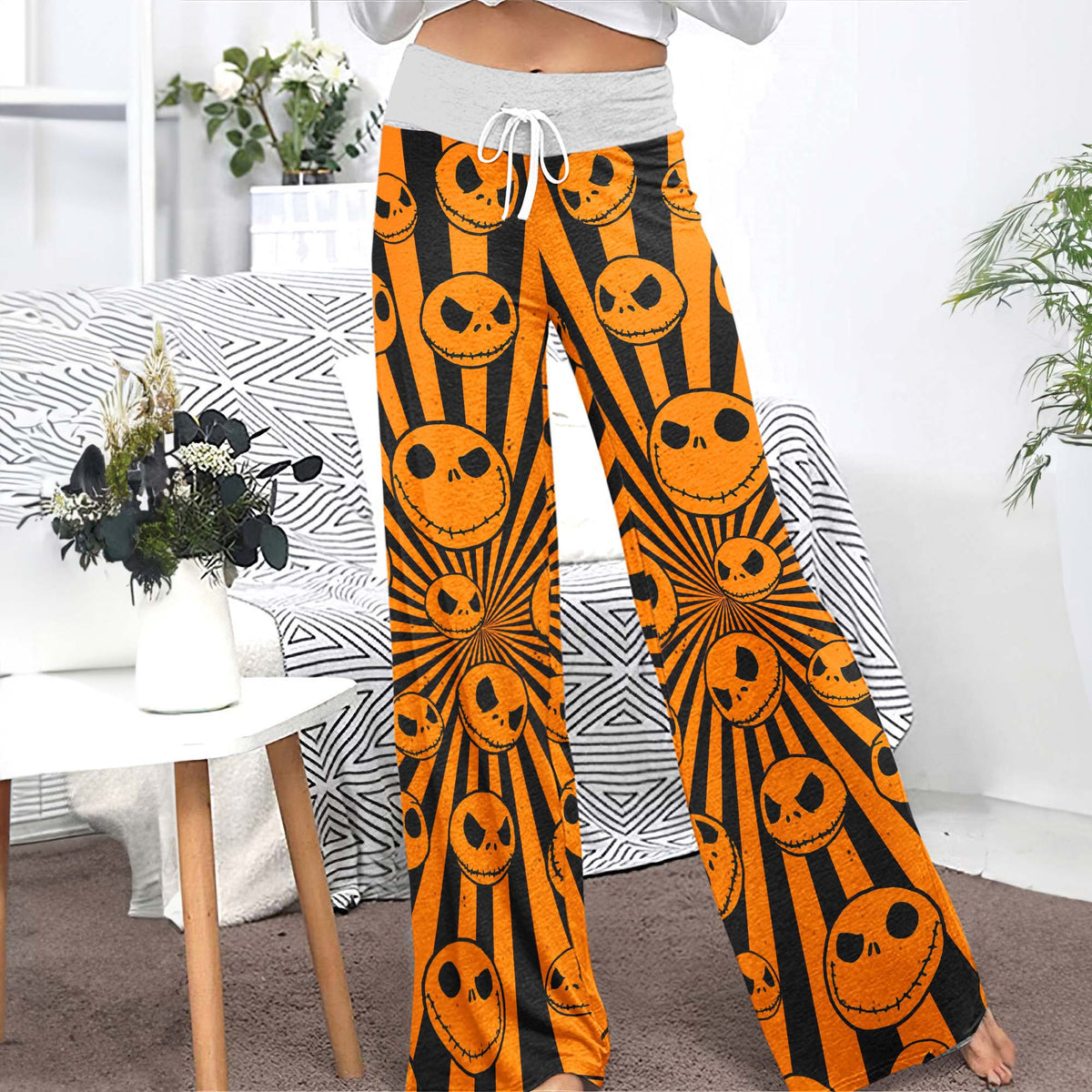 Radiant Reaper Pattern Women's High-waisted Wide Leg Pants