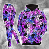 Purple Smoke Skull Butterfly Combo Hoodie and Leggings - Dark and edgy matching set with skull designs for a unique and stylish look.