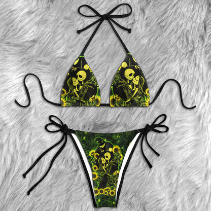 Green Glow Spooky Love Micro Triangle Bikini Swimsuit
