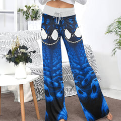 Infinite Blue Skull Art Women's High-waisted Wide Leg Pants