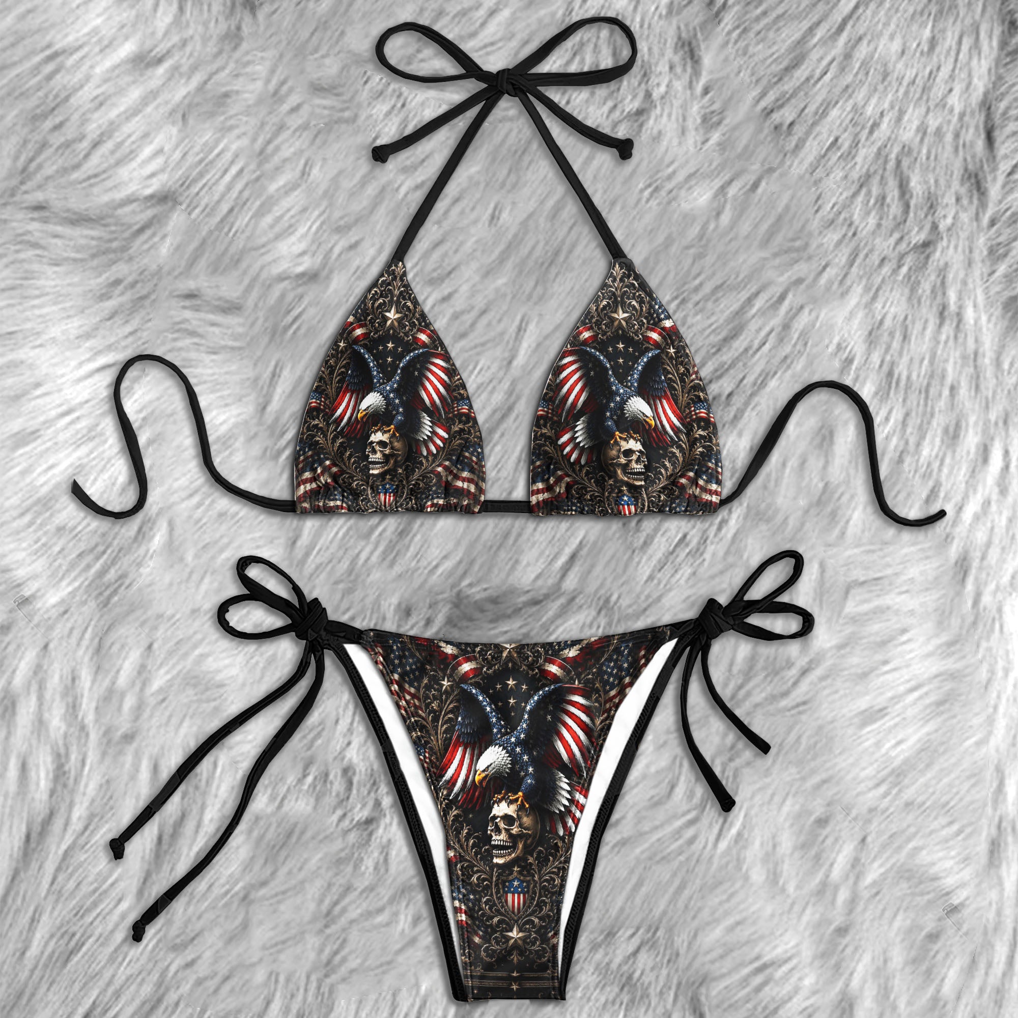 Freedom Warrior Eagle Badge Micro Triangle Bikini Swimsuit
