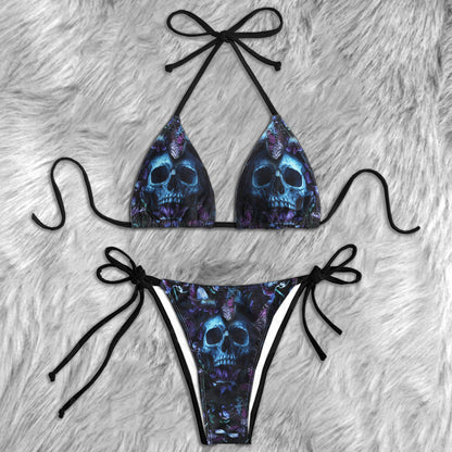 Gothic Butterfly Skull Garden Micro Triangle Bikini Swimsuit