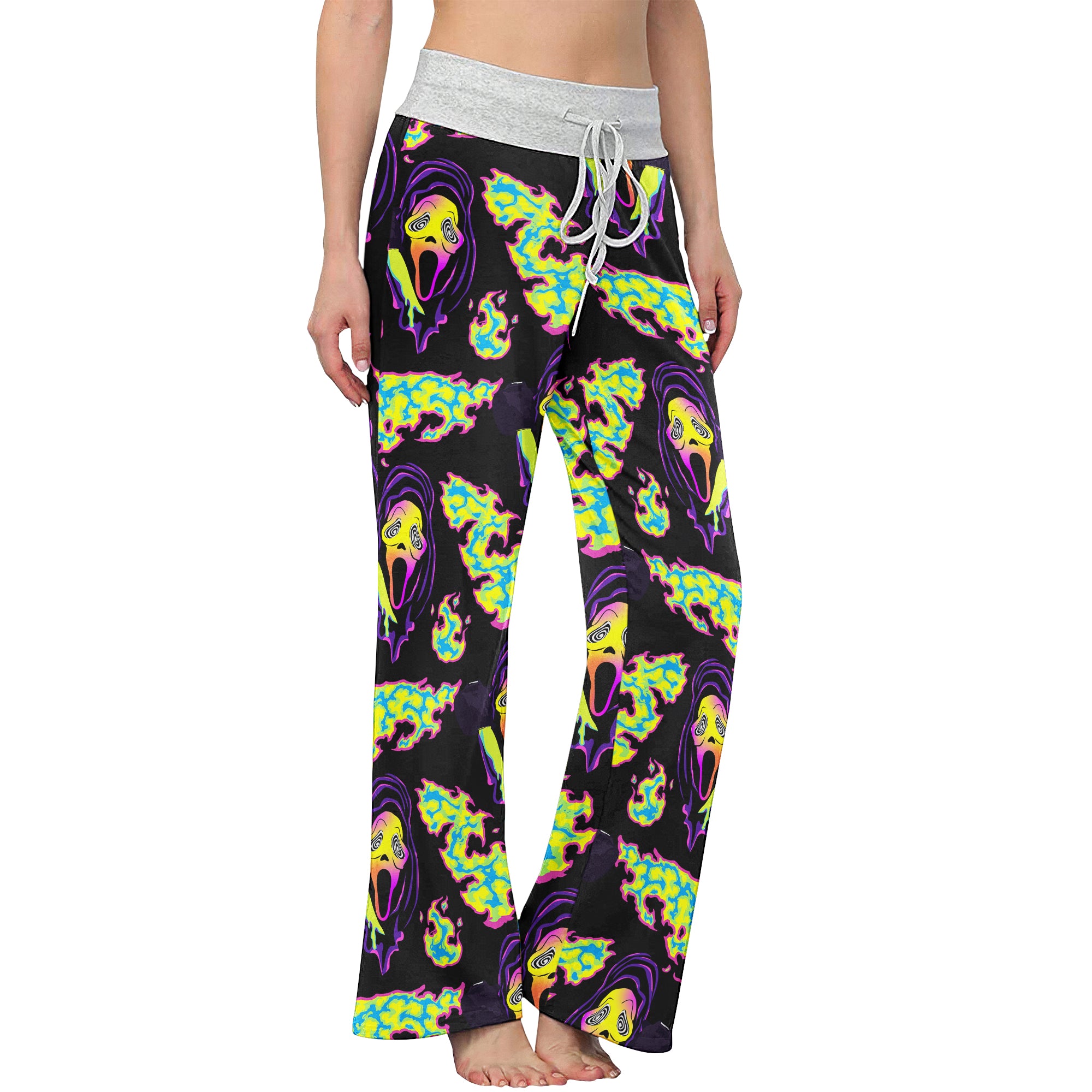 Violet Ghost Scary Women's High-waisted Wide Leg Pants | Wonder Skull