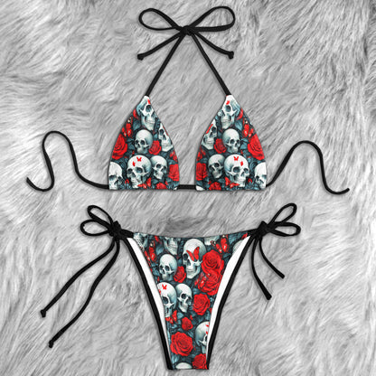 Roses & Remains Skull Micro Triangle Bikini Swimsuit