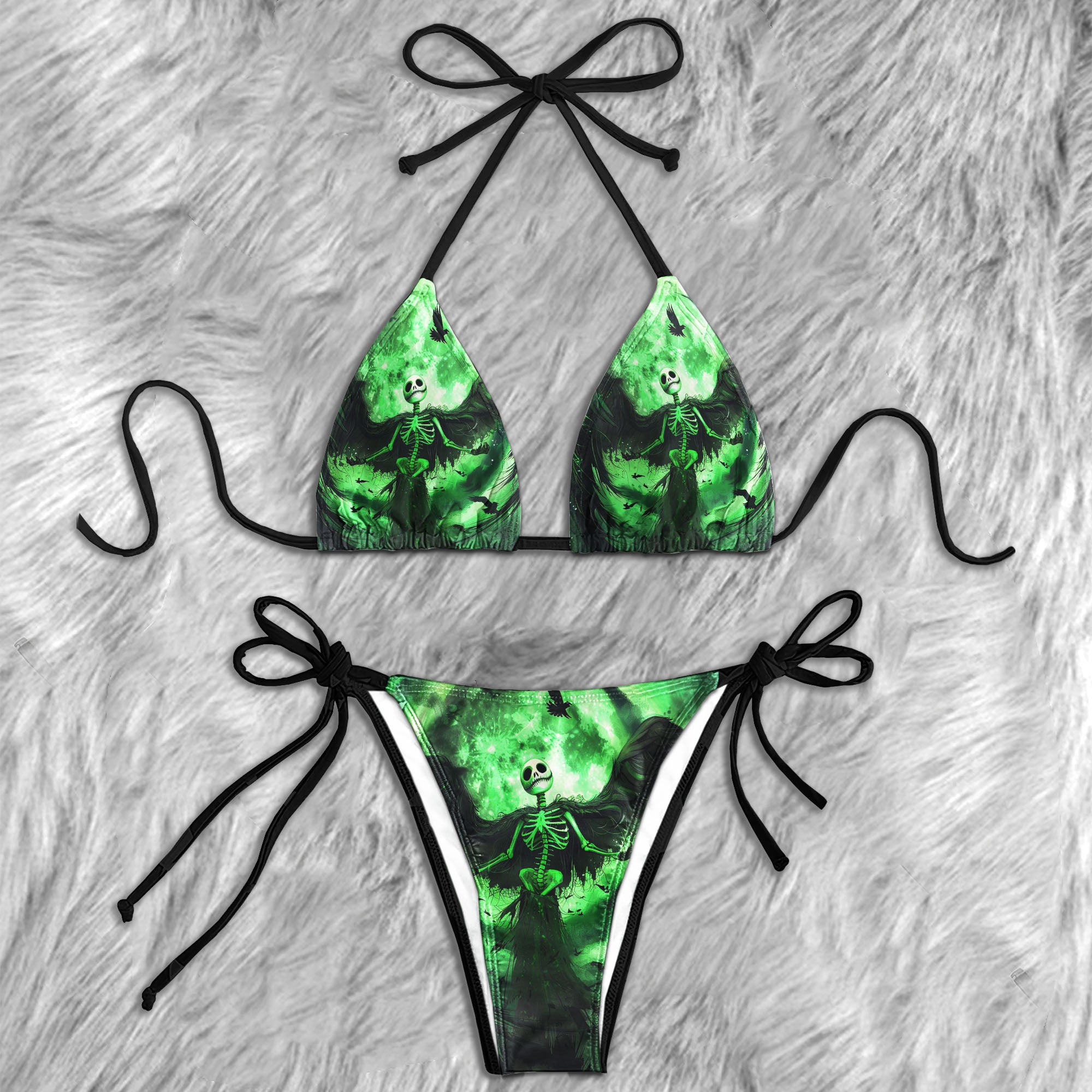 Green Nightmare Art Micro Triangle Bikini Swimsuit