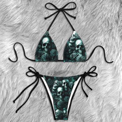Poisoned Bloom Skulls Micro Triangle Bikini Swimsuit