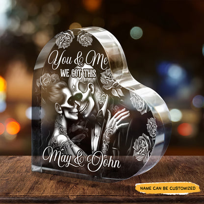 Got This - Customized Skull Couple Crystal Heart Anniversary Gifts