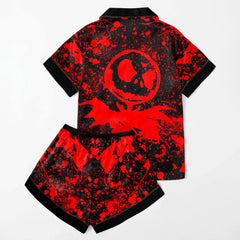 Red Brush Art Women's Pajama Sets Top Sleeve & Short Bottom