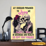 My Husband's Promise - Custom Personalized Names Gothic Skull And Roses Canvas