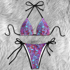 Mystic Blue Skull Purple Micro Triangle Bikini Swimsuit