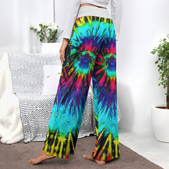 Nightmare TieDye Theme Women's High-waisted Wide Leg Pants | Wonder Skull