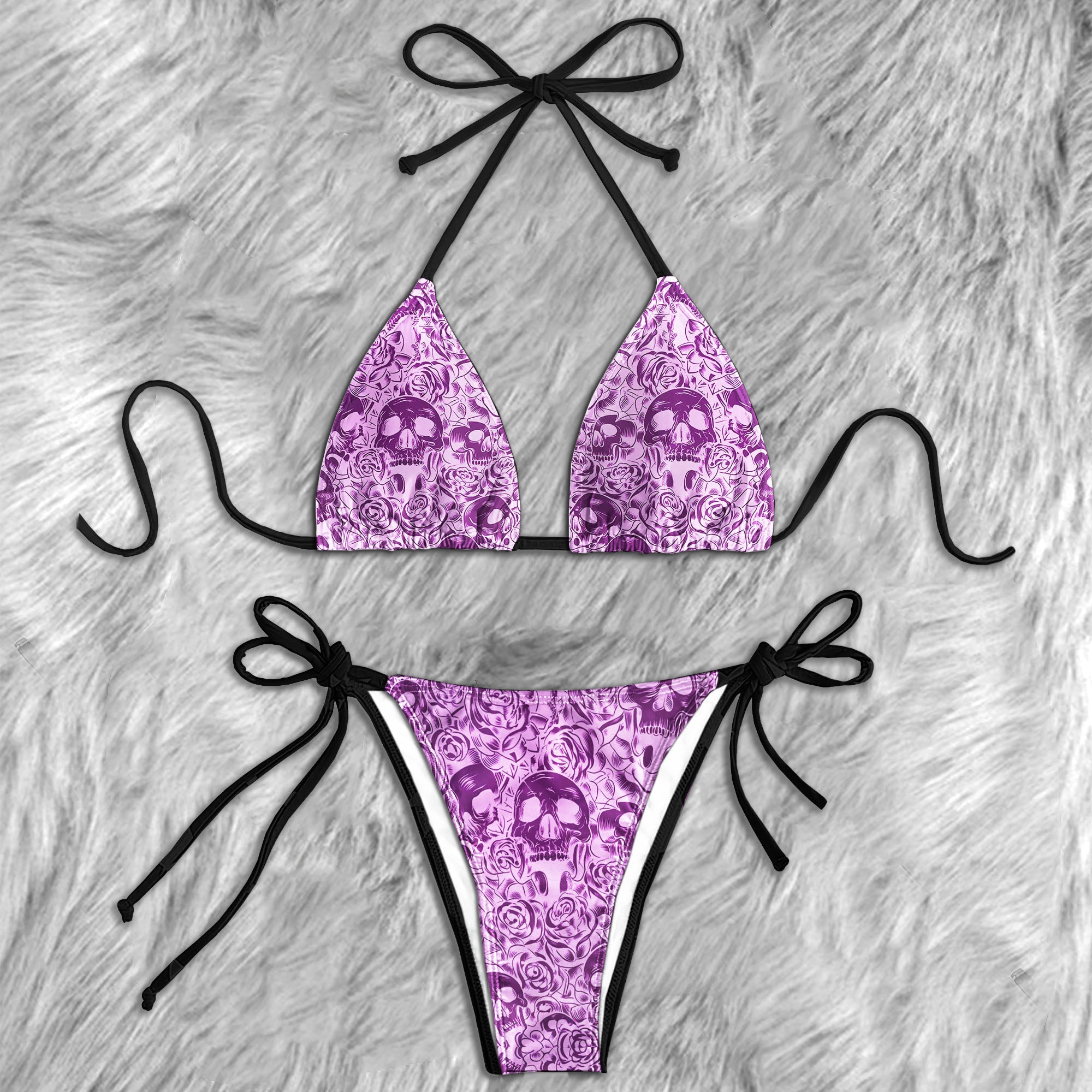 Violet Iridescent Skull Mirage Micro Triangle Bikini Swimsuit