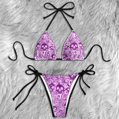 Violet Iridescent Skull Mirage Micro Triangle Bikini Swimsuit