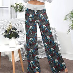 Shadowed Azure Skulls Women's High-waisted Wide Leg Pants
