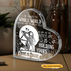 Whole World - Customized Skull Couple Crystal Heart Anniversary Gifts
