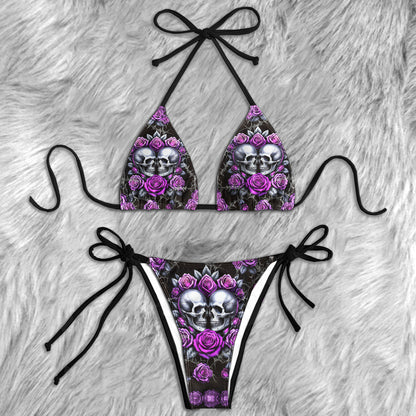 Amethyst Thorn Skull Crest Micro Triangle Bikini Swimsuit