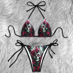 Skull Gothic Rose Micro Triangle Bikini Swimsuit - Wonder Skull