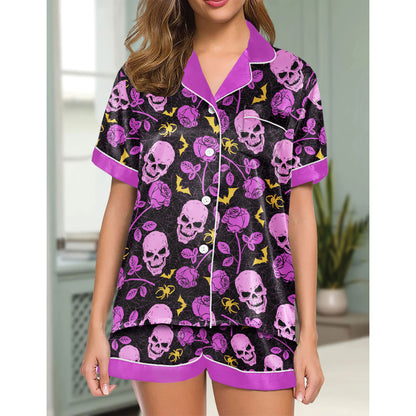 Chic and stylish women's pajama set with unique design prints and statement sleeves, Soft and luxurious fabrics make this pajama set perfect for bedtime or lounging at home.