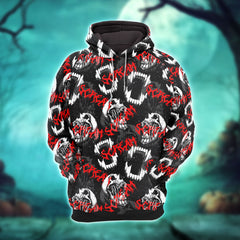 Black Skull Scream Gothic Combo Hoodie and Leggings - Dark and edgy matching set with skull designs for a unique and stylish look