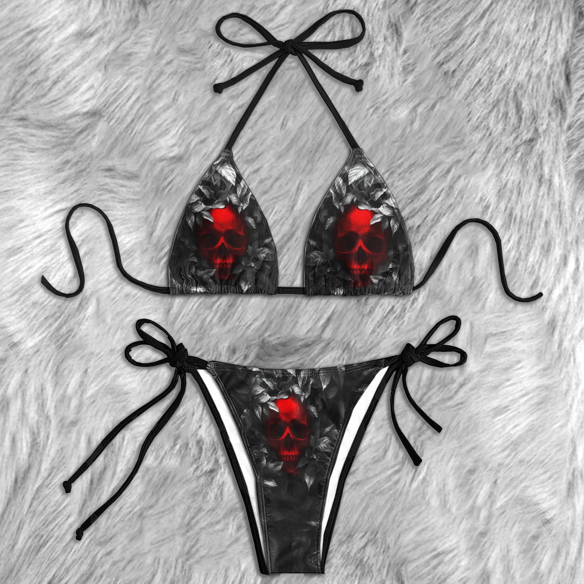 Scarlet Shadow Red Skull Micro Triangle Bikini Swimsuit