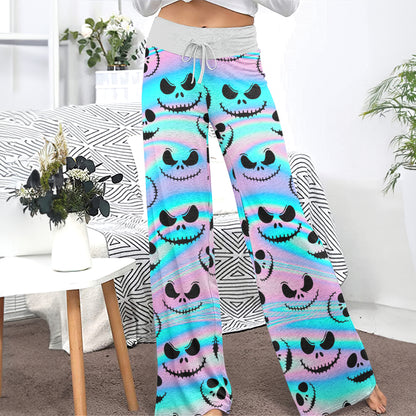 Holographic Pattern Women's High-waisted Wide Leg Pants