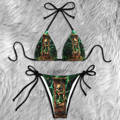 Green Skull Hourglass Micro Triangle Bikini Swimsuit - Wonder Skull