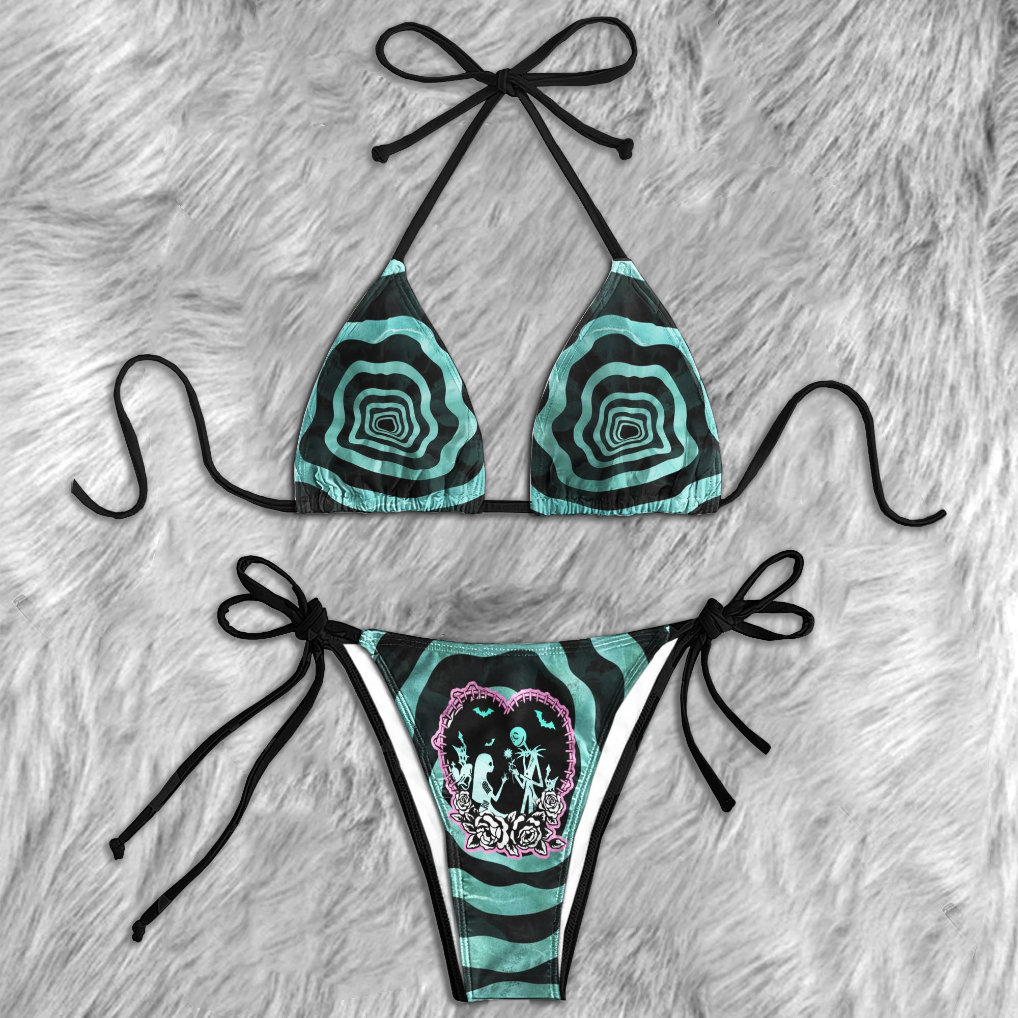 Eternal Skeletal Embrace Micro Triangle Bikini Swimsuit