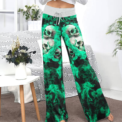 Green Soul Skull Women's High-waisted Wide Leg Pants