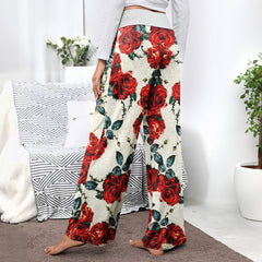 Retro Skull Roses Women's High-waisted Wide Leg Pants | Wonder Skull