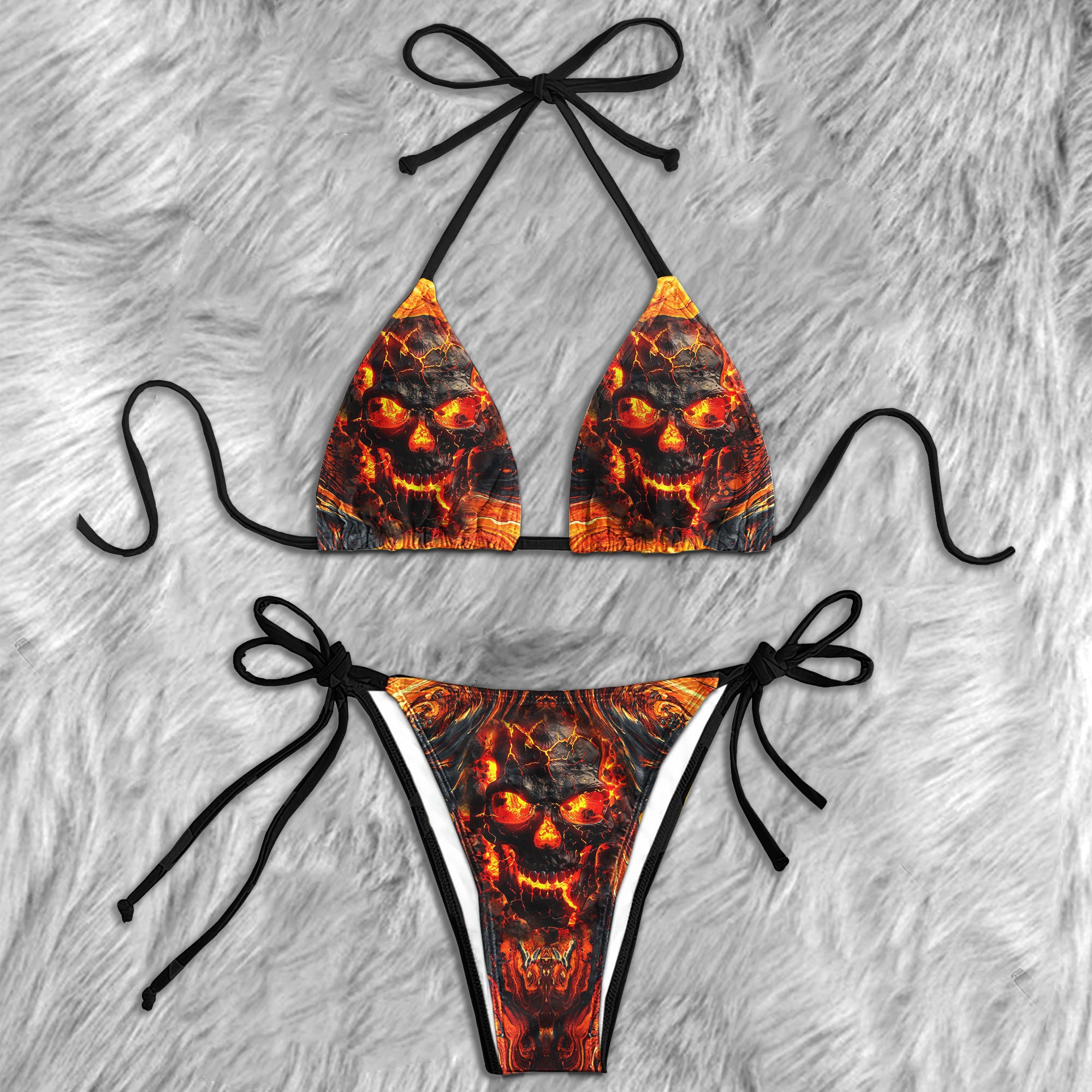 Abstract Lava Skull Micro Triangle Bikini Swimsuit - Wonder Skull