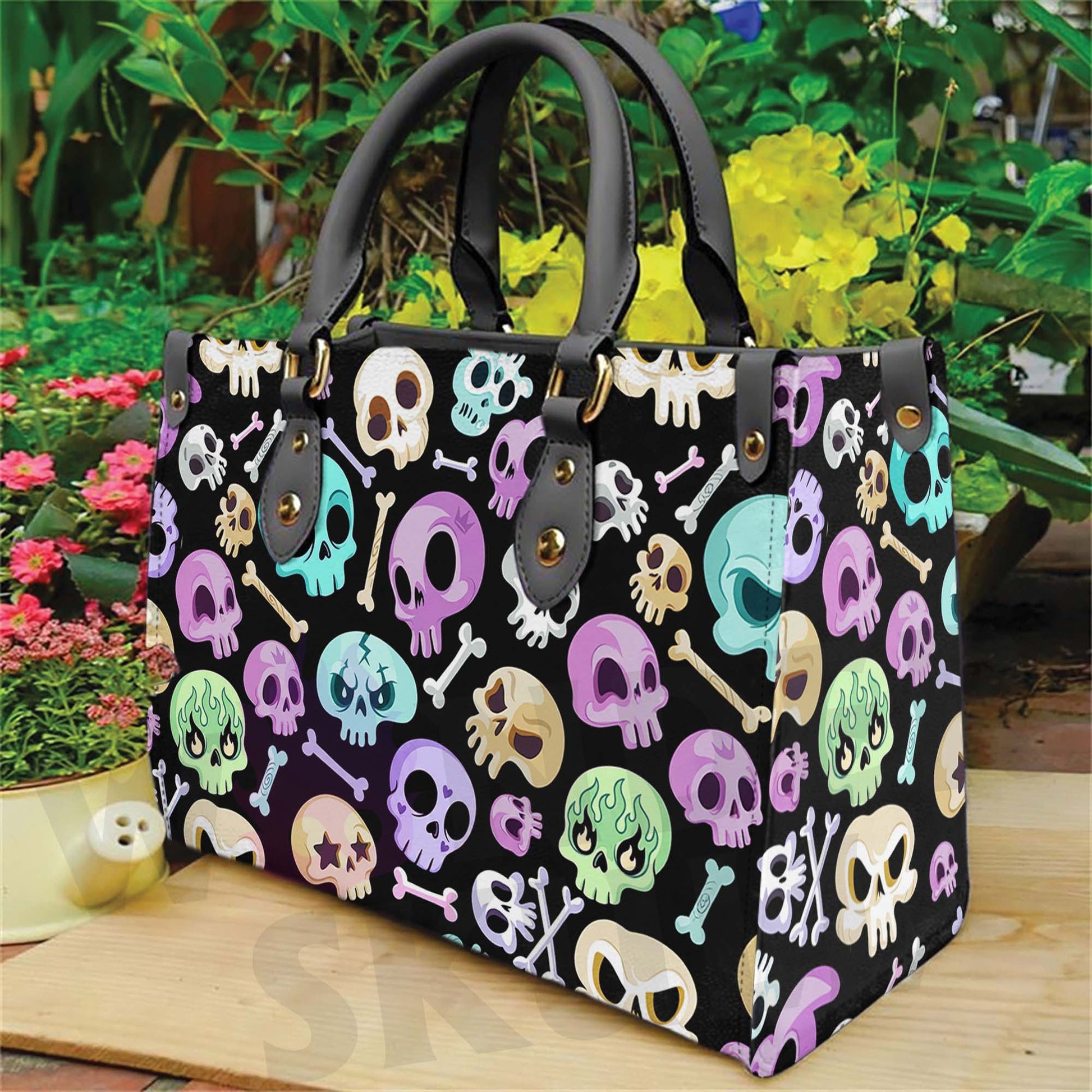 Wonder Skull structured tote bag solves the "I can't find anything in my bag" problem. The roomy interior fits your tablet, phone, wallet, water bottle, umbrella, and cosmetics — without the overstuffed look. Multiple interior pockets keep everything organized, so you're never digging around at checkout. Reinforced rivet corners and quality metal hardware ensure the bag holds up to daily use. Whether you're heading to work, running errands, or catching a flight, this tote keeps you looking put-together.