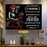 Into My Eyes - Custom Personalized Names Gothic Skull And Roses Canvas