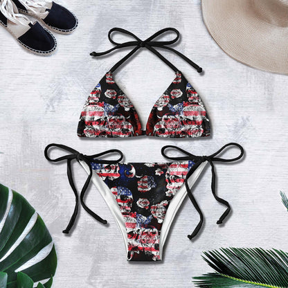 Grunge Skull Gothic Style Micro Triangle Bikini Swimsuit - Wonder Skull