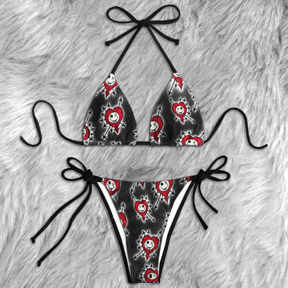 Punk Rock Skull Heart Micro Triangle Bikini Swimsuit
