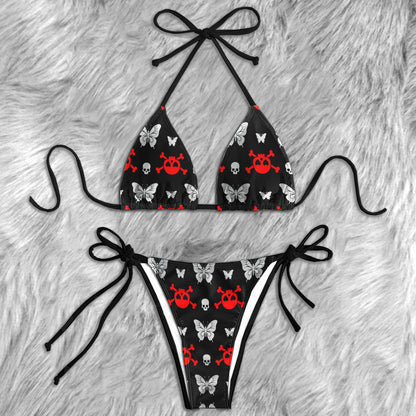 Sweet Heart Skull Butterfly Micro Triangle Bikini Swimsuit