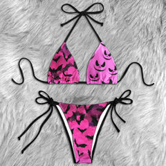 Bubblegum Bats & Grins Micro Triangle Bikini Swimsuit