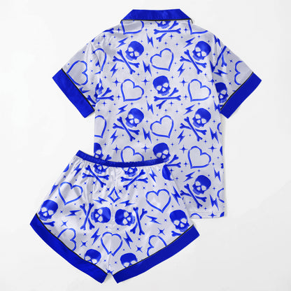 Chic and stylish women's pajama set with unique design prints and statement sleeves, Soft and luxurious fabrics make this pajama set perfect for bedtime or lounging at home.
