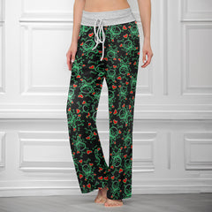 Gothic Glow Skull Rush Women's High-waisted Wide Leg Pants