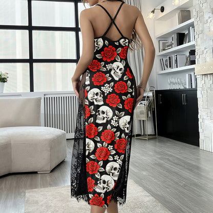 Gothic Skull Flower Women's Lace Cami Sleepwear
