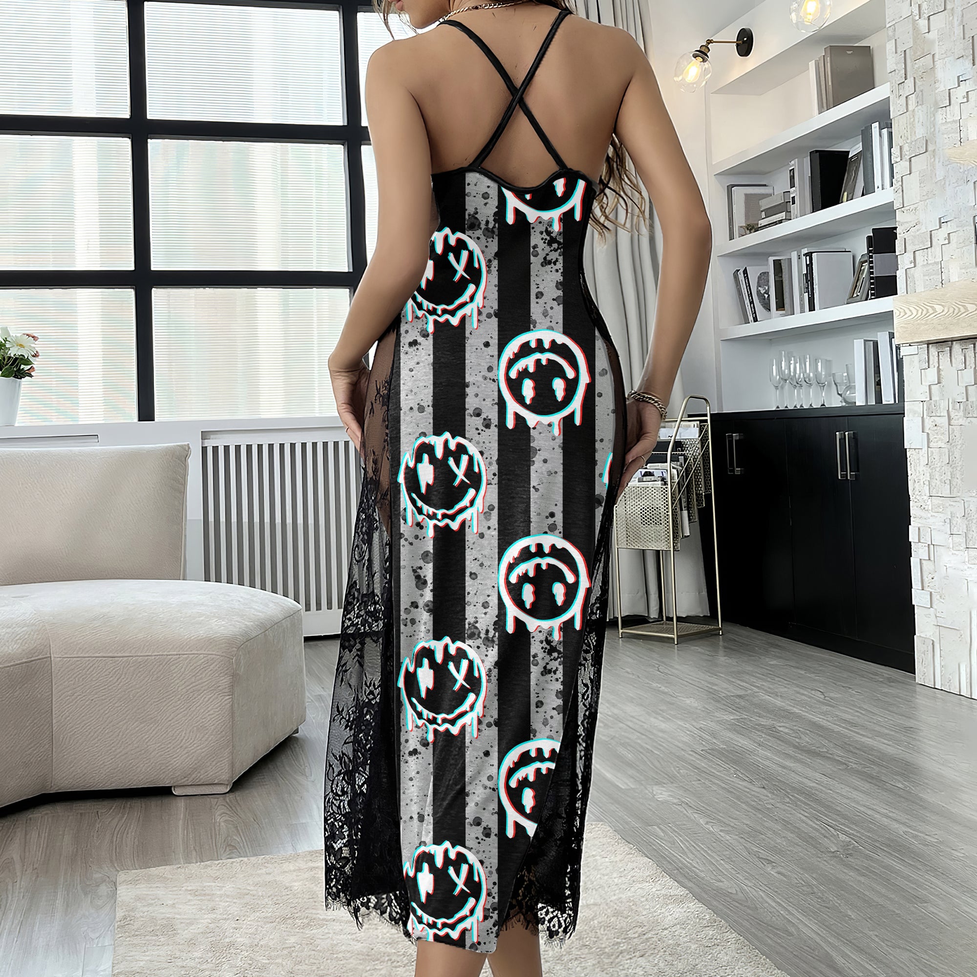 Vintage Skull Smile Pattern Women's Lace Cami Sleepwear