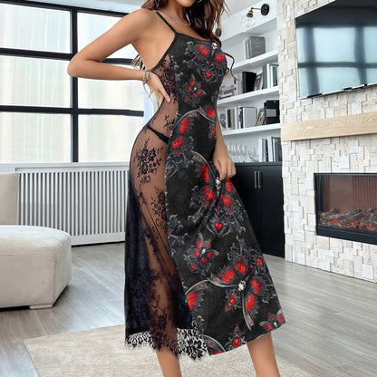 Fantasy Gothic Skull Butterfly Women's Lace Cami Sleepwear