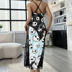 Cyan Abstract Skull Women's Lace Cami Sleepwear